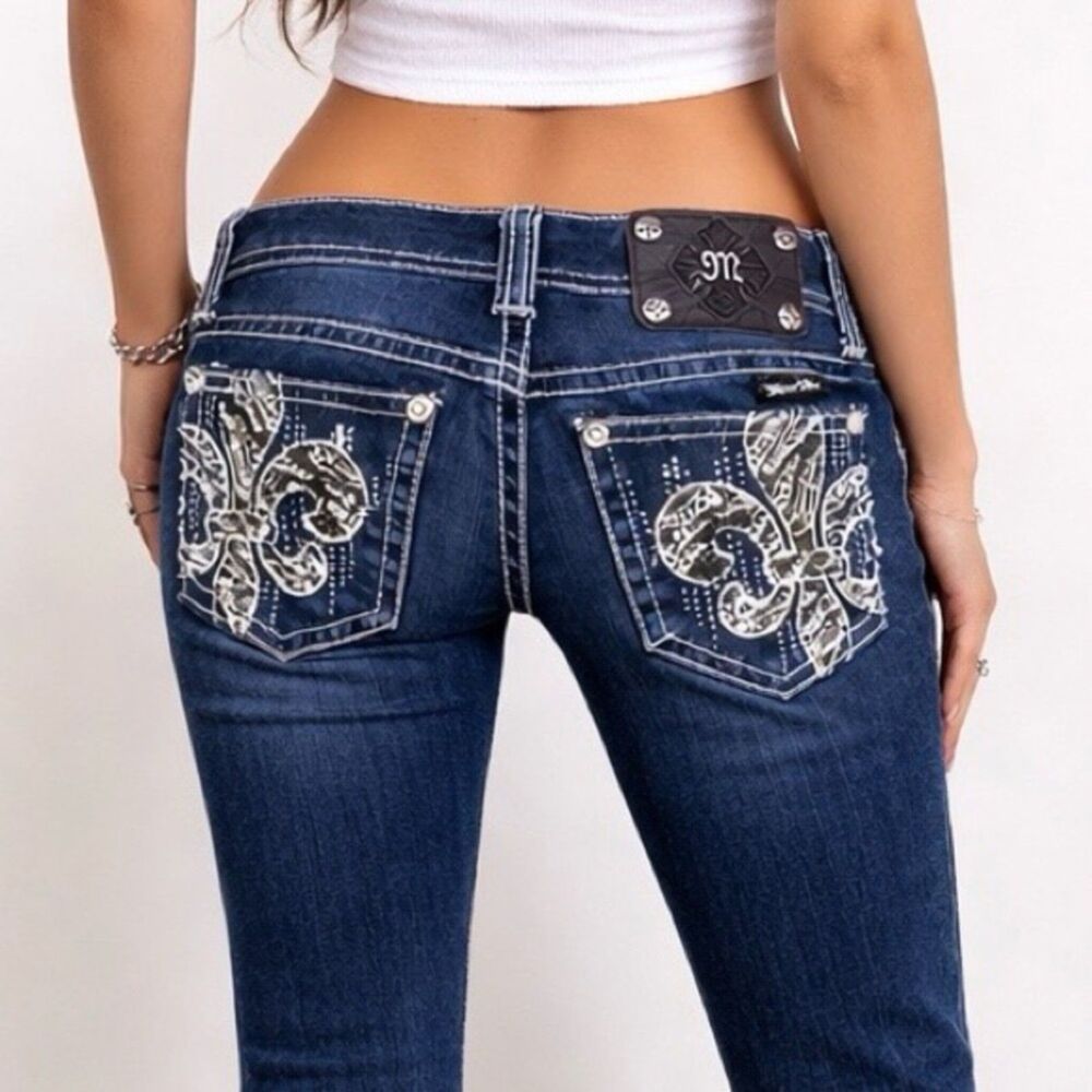 Miss Me Women's Easy Skinny Jeans Size 27 | 4 Dark Wash FDL Embellished Y2K Jean